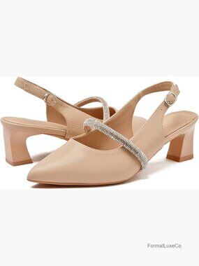 Slingback Kitten Heels Closed Pointed Toe Low Heels Wedding Party Pumps